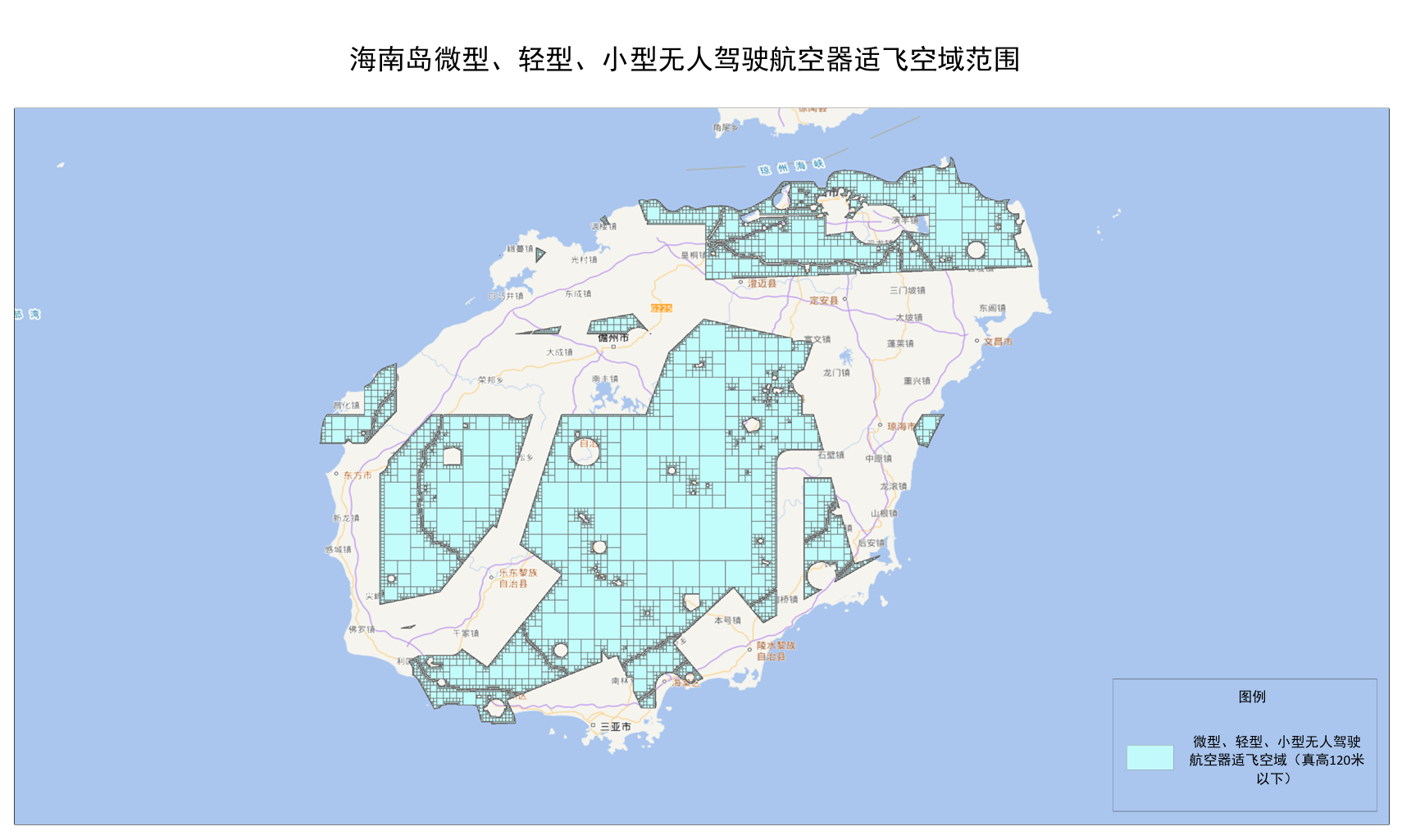 海南岛微型、轻型、小型无人驾驶航空器适飞空域范围.png
